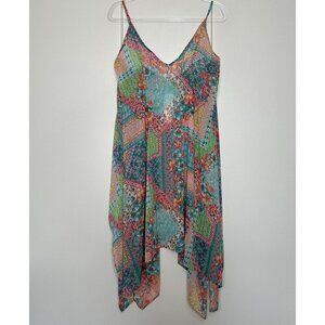 Into the Bleu Swim Cover up Paisley Floral Handkerchief Hem Large